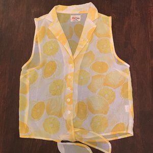 Black Poppy Tie Front Tank